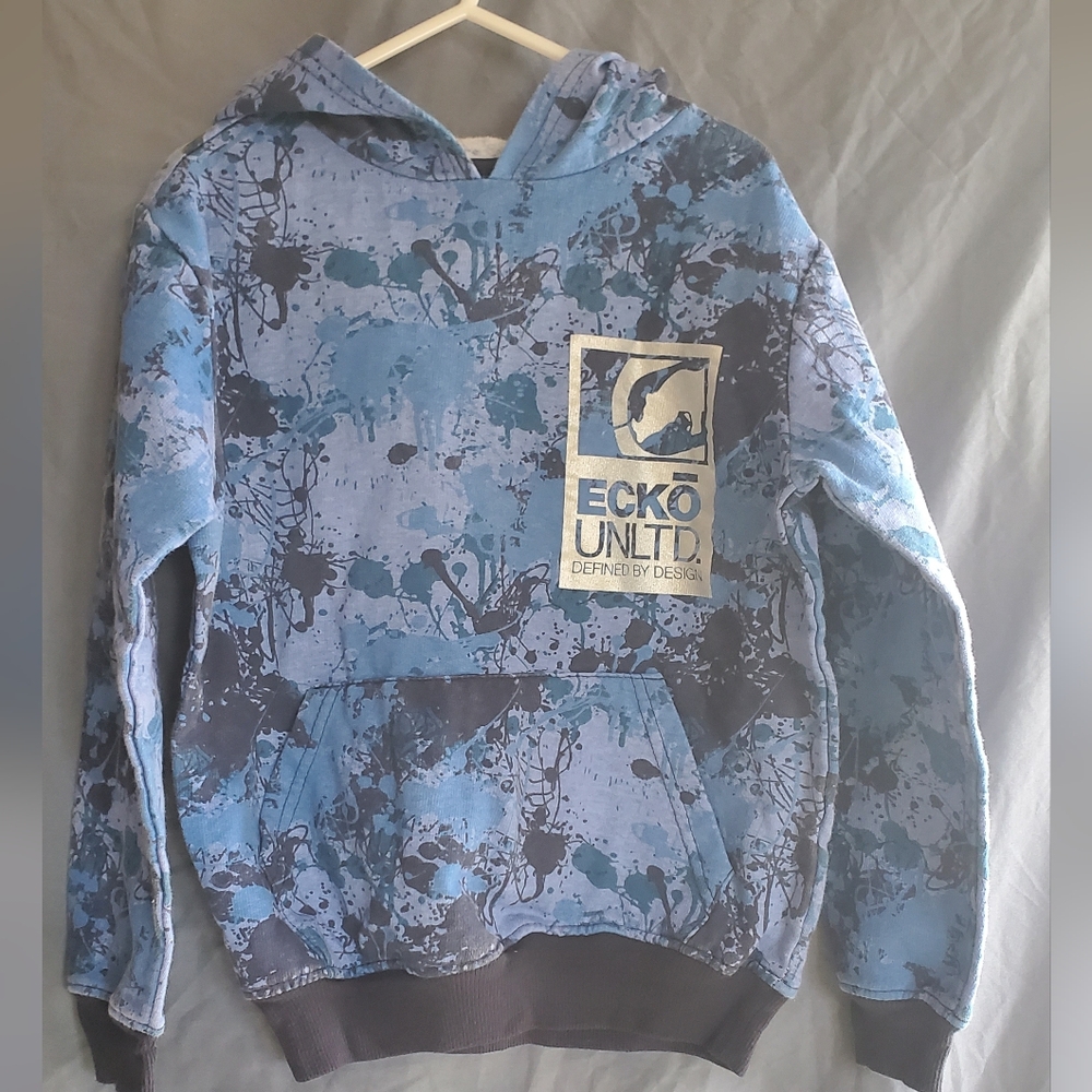 Ecko Unlimited Blue and Black Graphic Hoodie, Youth 7